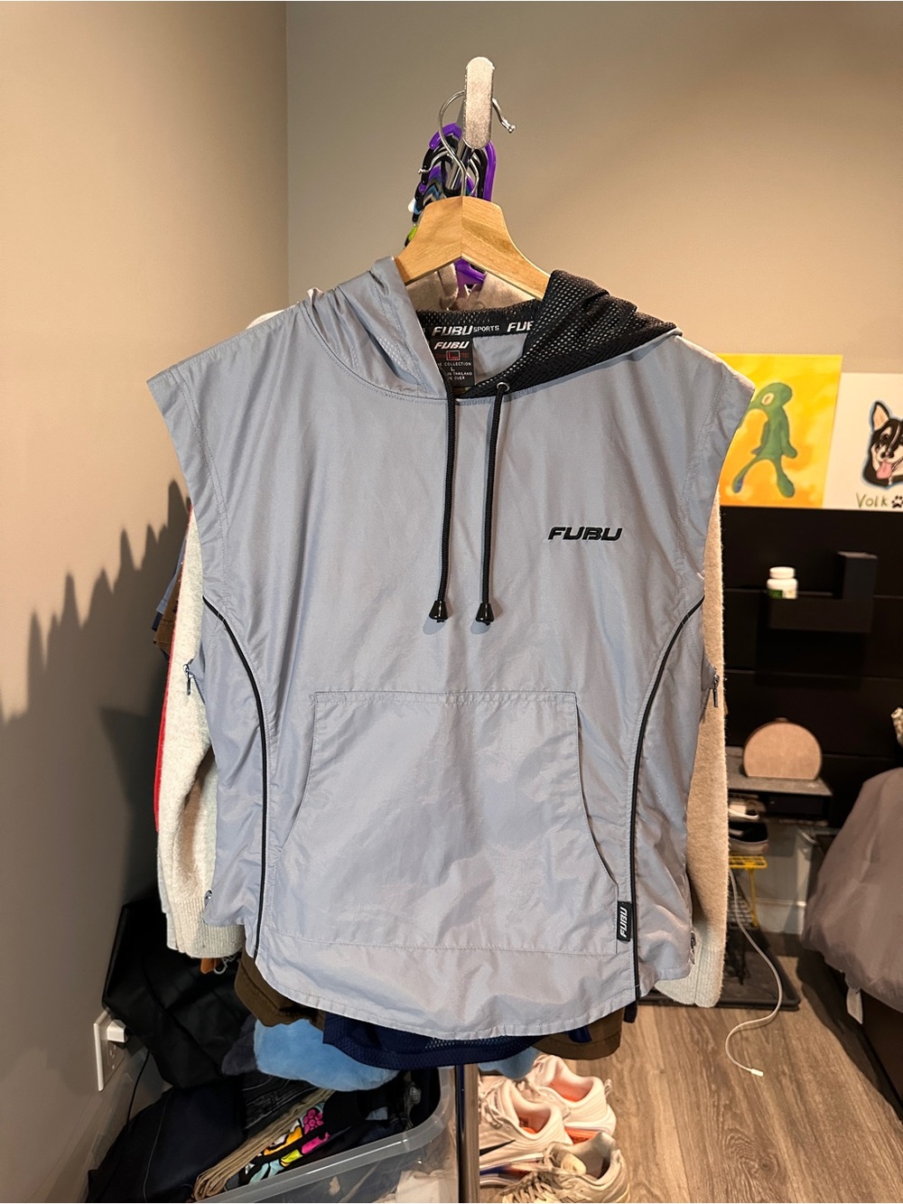 FUBU Light Gray Sleeveless Hooded Pullover